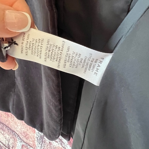 FRAME "The Classic" Velvet Blazer in Charcoal Gray - Picture 6 of 11